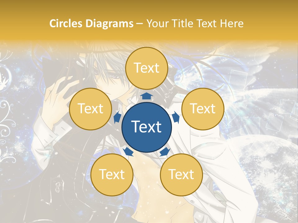 An Anime Character Holding A Cell Phone In His Hand PowerPoint Template