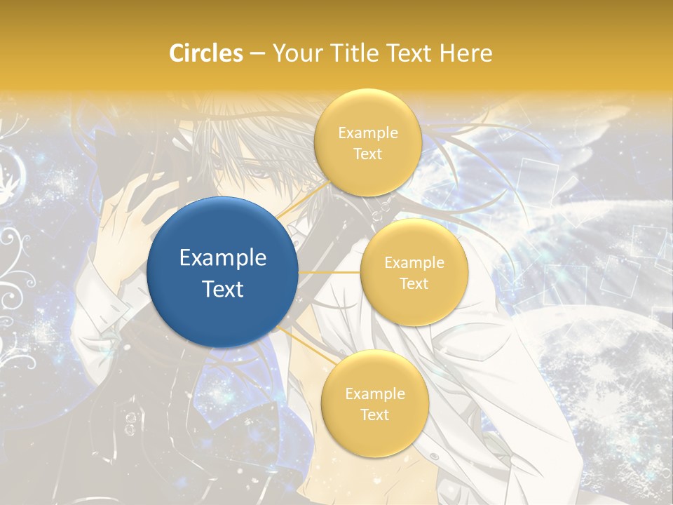 An Anime Character Holding A Cell Phone In His Hand PowerPoint Template