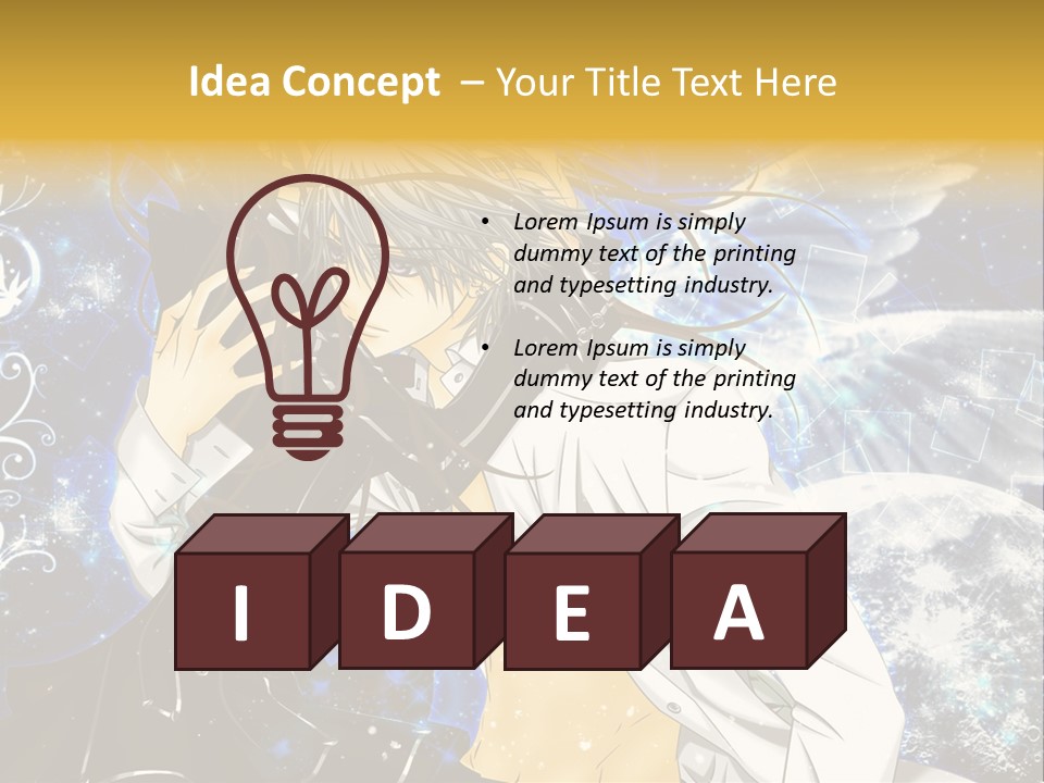 An Anime Character Holding A Cell Phone In His Hand PowerPoint Template