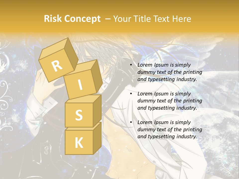 An Anime Character Holding A Cell Phone In His Hand PowerPoint Template