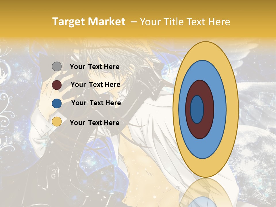 An Anime Character Holding A Cell Phone In His Hand PowerPoint Template