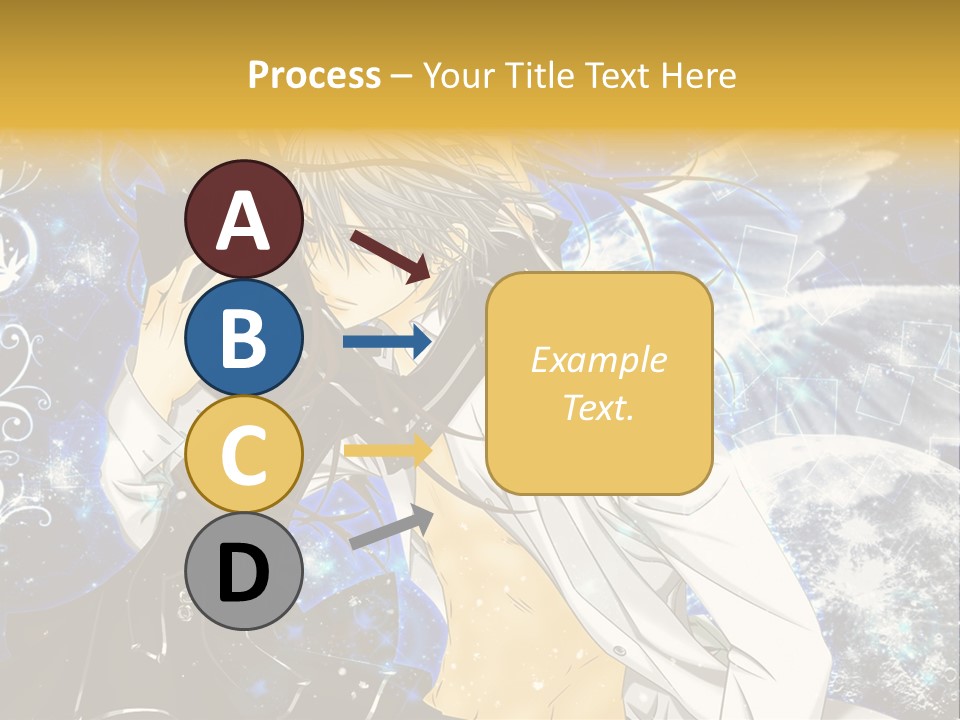 An Anime Character Holding A Cell Phone In His Hand PowerPoint Template