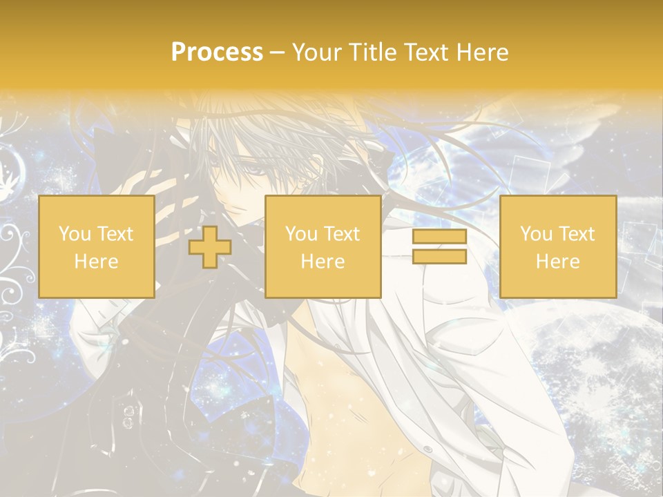 An Anime Character Holding A Cell Phone In His Hand PowerPoint Template