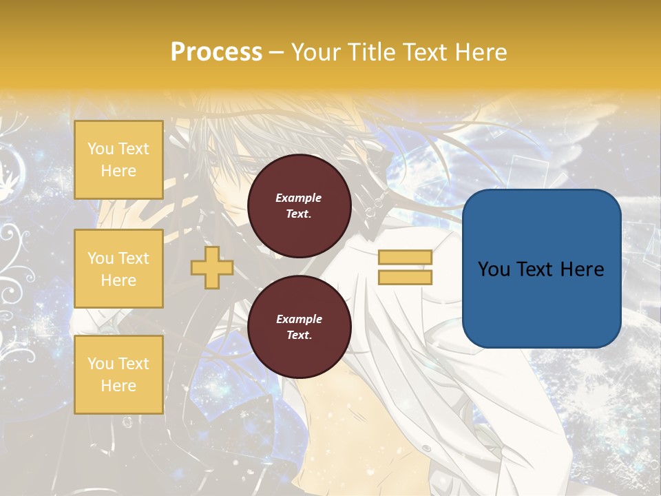 An Anime Character Holding A Cell Phone In His Hand PowerPoint Template