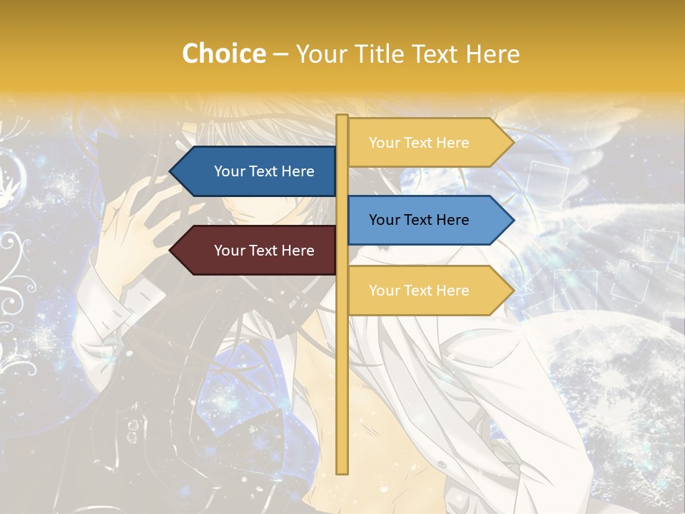 An Anime Character Holding A Cell Phone In His Hand PowerPoint Template