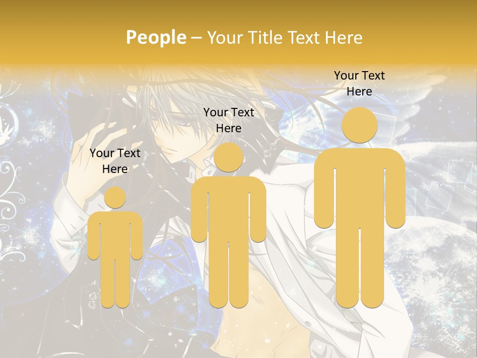 An Anime Character Holding A Cell Phone In His Hand PowerPoint Template