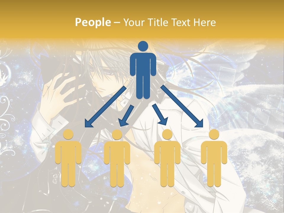 An Anime Character Holding A Cell Phone In His Hand PowerPoint Template