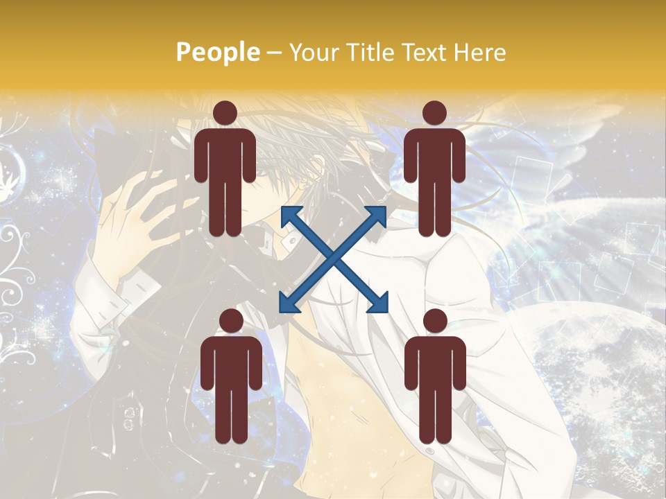 An Anime Character Holding A Cell Phone In His Hand PowerPoint Template