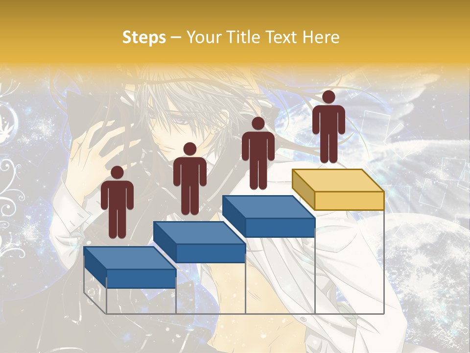 An Anime Character Holding A Cell Phone In His Hand PowerPoint Template