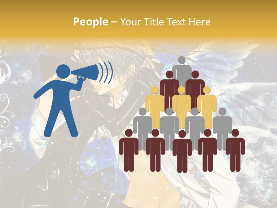 An Anime Character Holding A Cell Phone In His Hand PowerPoint Template