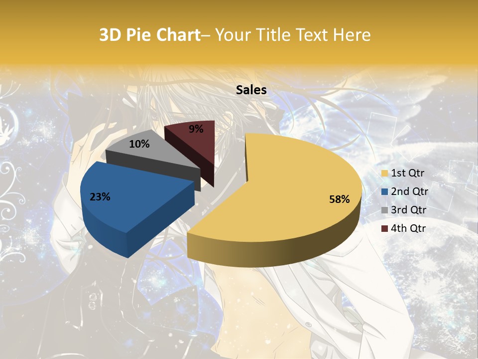 An Anime Character Holding A Cell Phone In His Hand PowerPoint Template