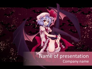 A Woman In A Costume With Bats In The Background PowerPoint Template