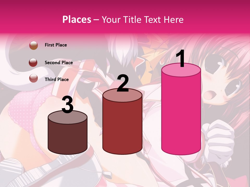 A Woman With Pink Hair And A White Shirt PowerPoint Template