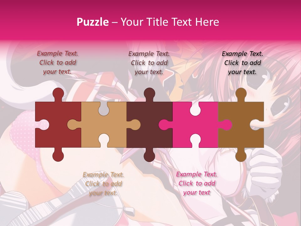 A Woman With Pink Hair And A White Shirt PowerPoint Template