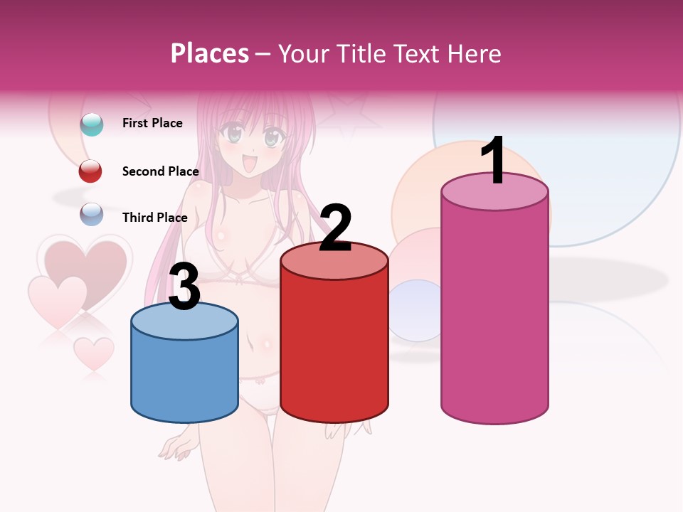 A Girl With Pink Hair Is Standing In Front Of A White Background PowerPoint Template