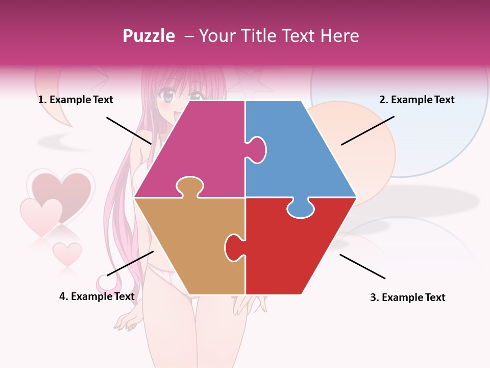 A Girl With Pink Hair Is Standing In Front Of A White Background PowerPoint Template