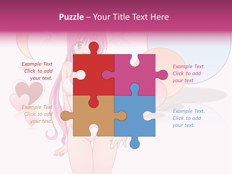 A Girl With Pink Hair Is Standing In Front Of A White Background PowerPoint Template