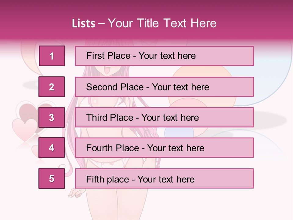 A Girl With Pink Hair Is Standing In Front Of A White Background PowerPoint Template