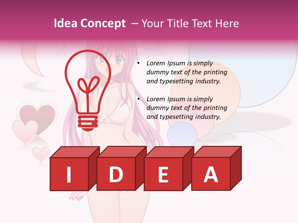 A Girl With Pink Hair Is Standing In Front Of A White Background PowerPoint Template