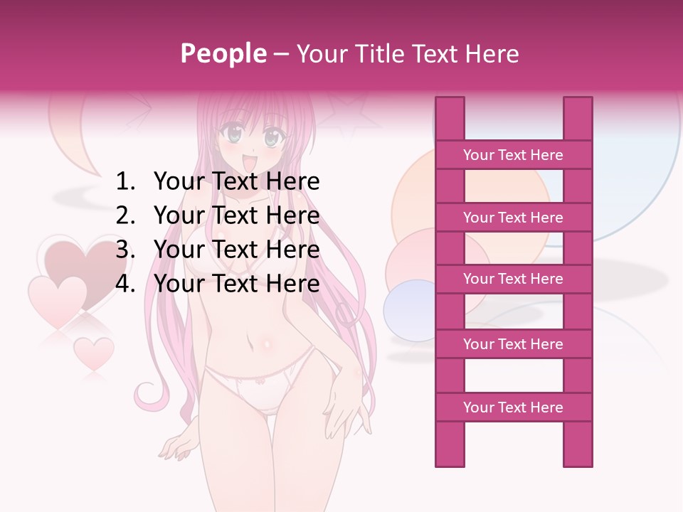 A Girl With Pink Hair Is Standing In Front Of A White Background PowerPoint Template