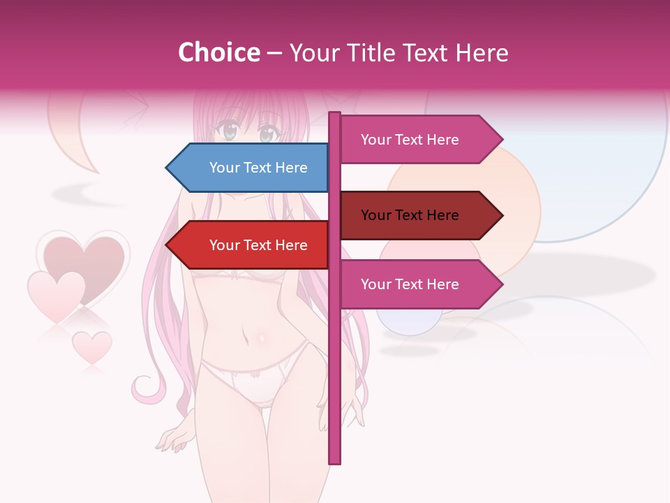 A Girl With Pink Hair Is Standing In Front Of A White Background PowerPoint Template