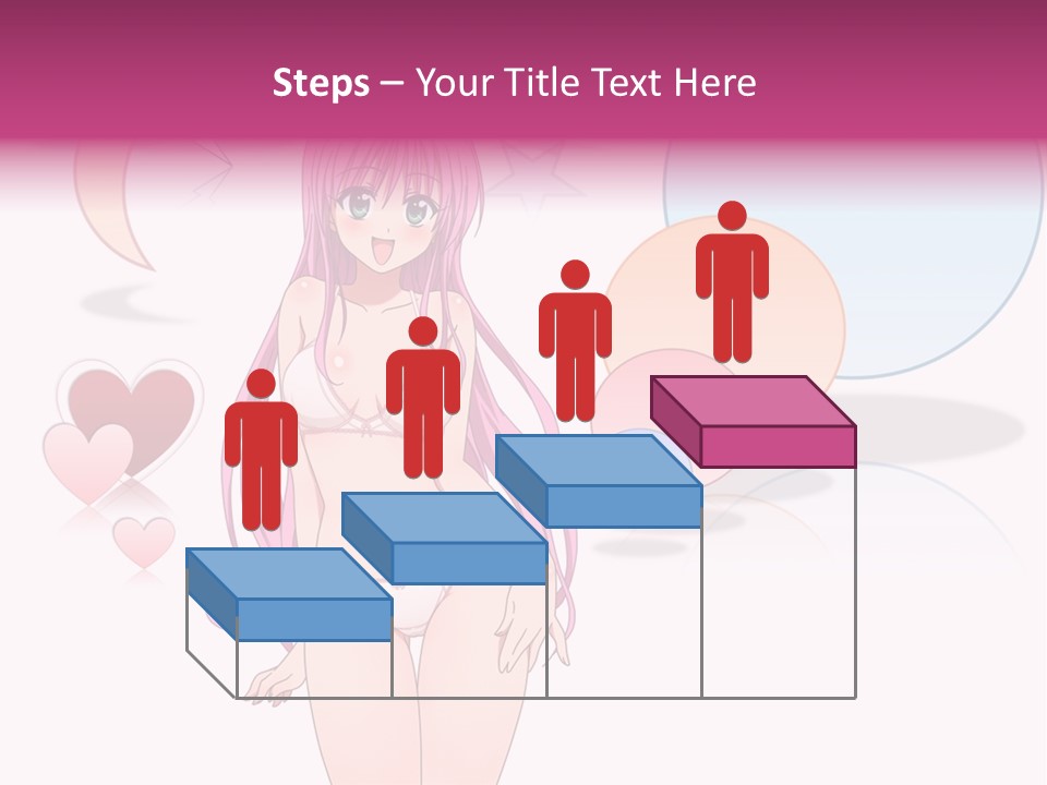 A Girl With Pink Hair Is Standing In Front Of A White Background PowerPoint Template