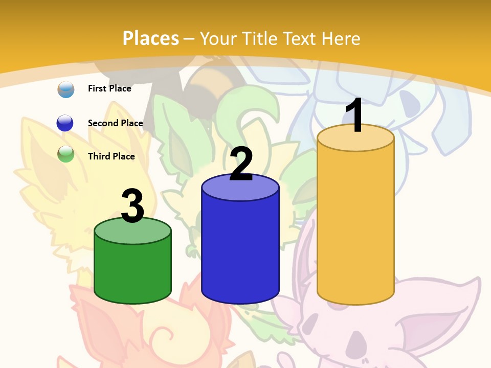 A Bunch Of Cartoon Animals On A White And Yellow Background PowerPoint Template