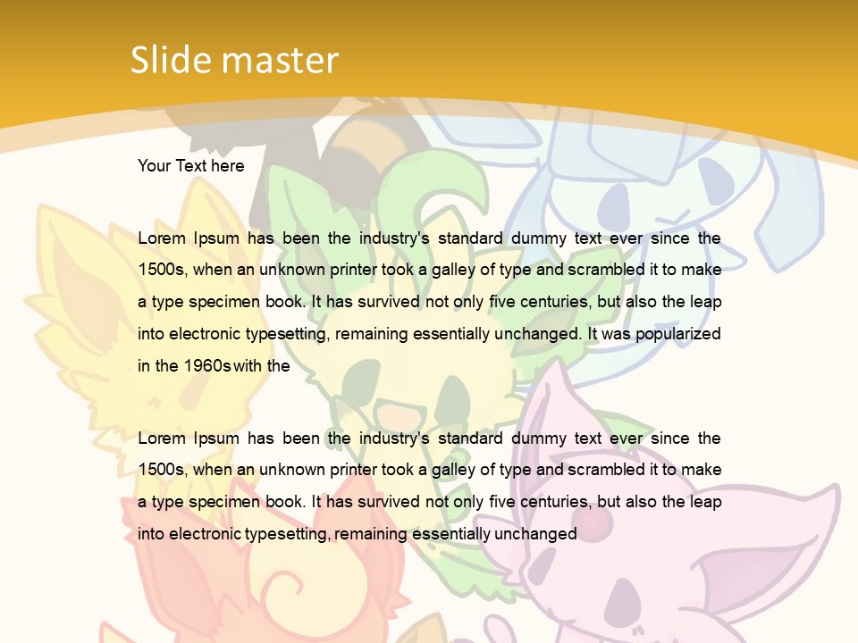 A Bunch Of Cartoon Animals On A White And Yellow Background PowerPoint Template