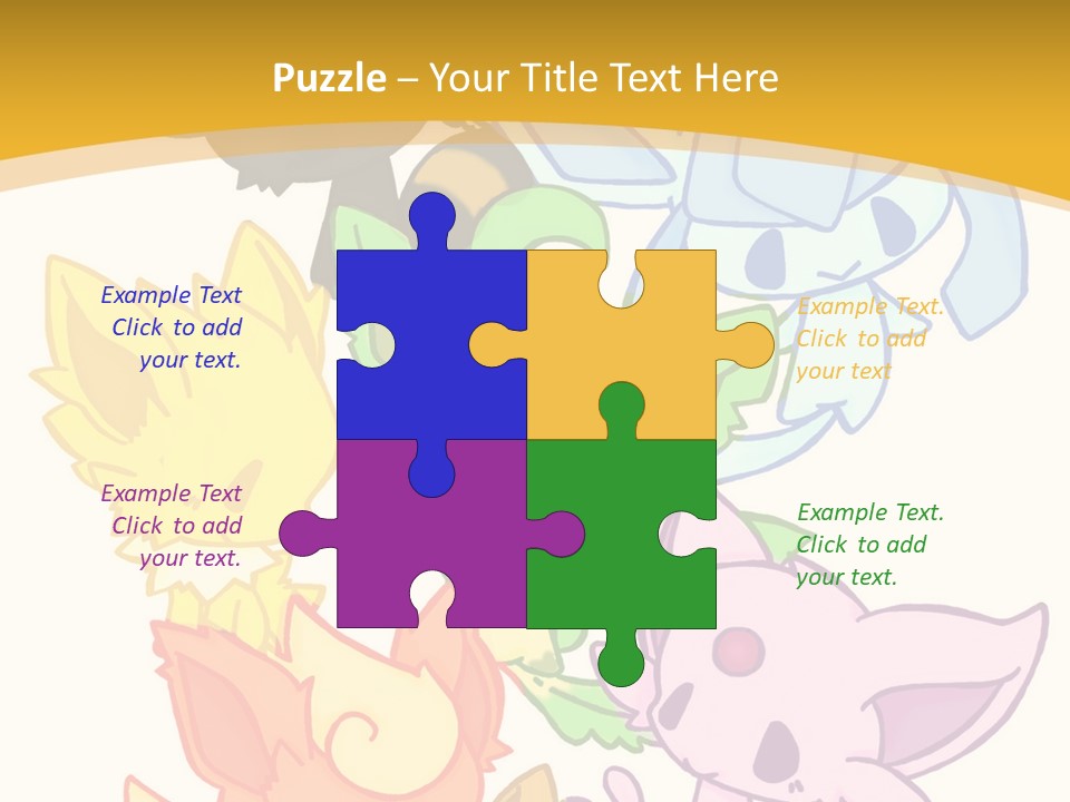 A Bunch Of Cartoon Animals On A White And Yellow Background PowerPoint Template