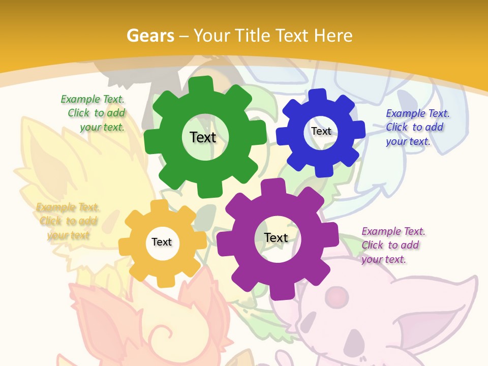 A Bunch Of Cartoon Animals On A White And Yellow Background PowerPoint Template