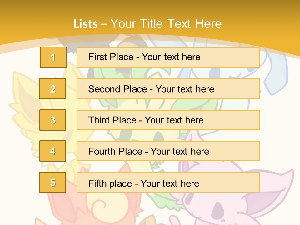 A Bunch Of Cartoon Animals On A White And Yellow Background PowerPoint Template