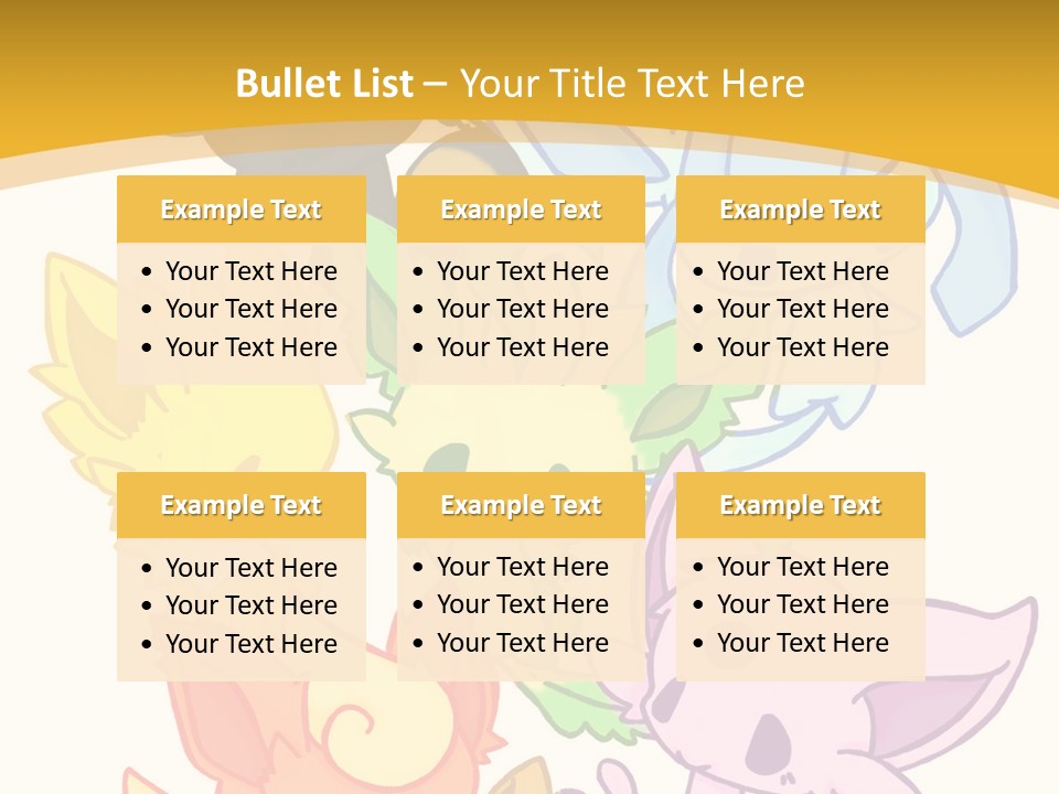 A Bunch Of Cartoon Animals On A White And Yellow Background PowerPoint Template