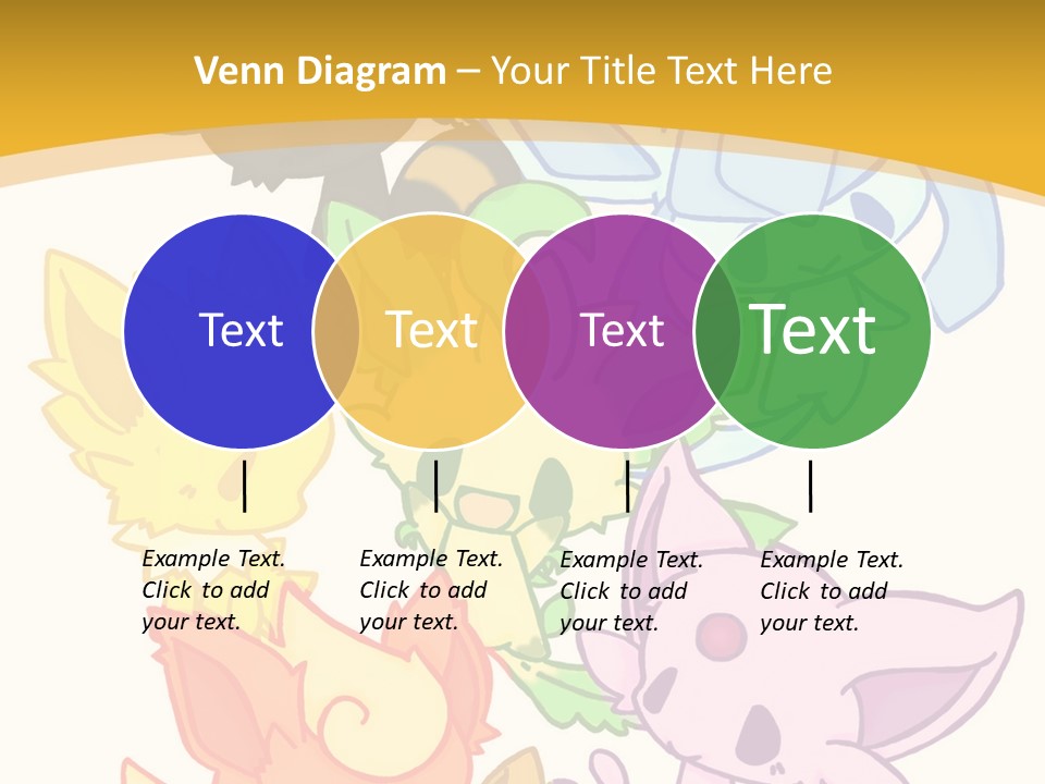 A Bunch Of Cartoon Animals On A White And Yellow Background PowerPoint Template