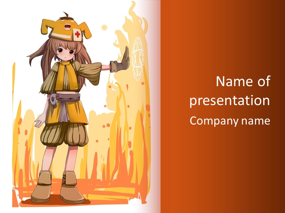 A Girl In A Yellow Dress With A Hat On Her Head PowerPoint Template