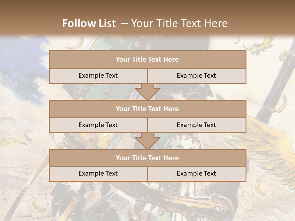 A Woman With A Sword And A Bird On Her Back PowerPoint Template