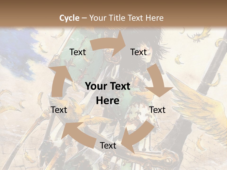 A Woman With A Sword And A Bird On Her Back PowerPoint Template