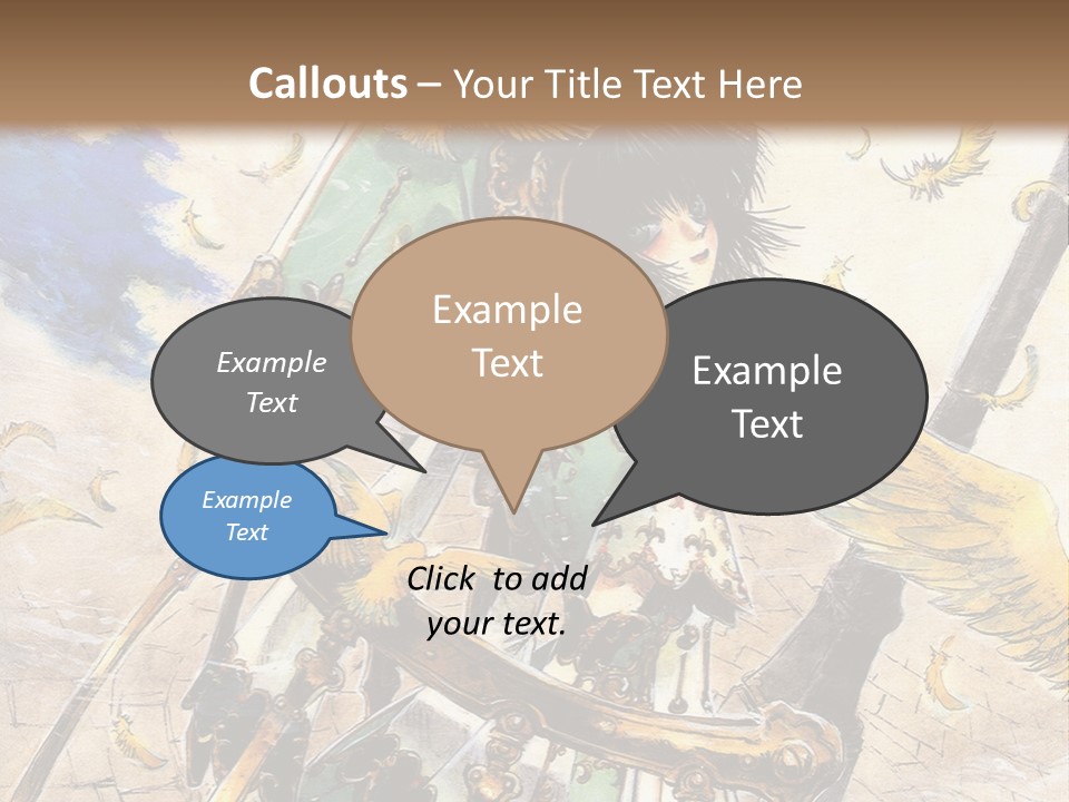 A Woman With A Sword And A Bird On Her Back PowerPoint Template