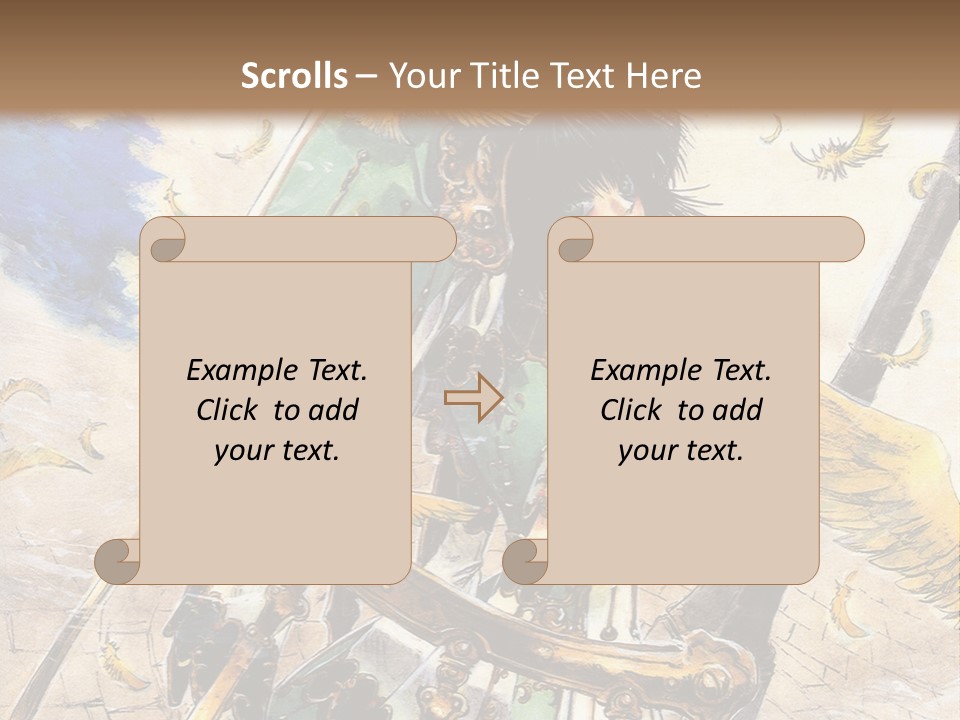 A Woman With A Sword And A Bird On Her Back PowerPoint Template