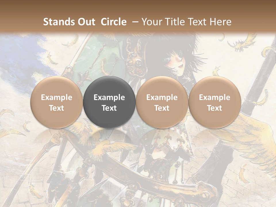 A Woman With A Sword And A Bird On Her Back PowerPoint Template