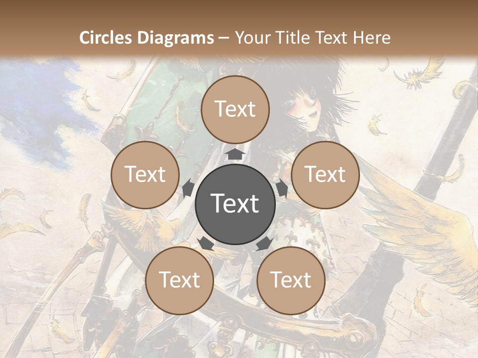 A Woman With A Sword And A Bird On Her Back PowerPoint Template