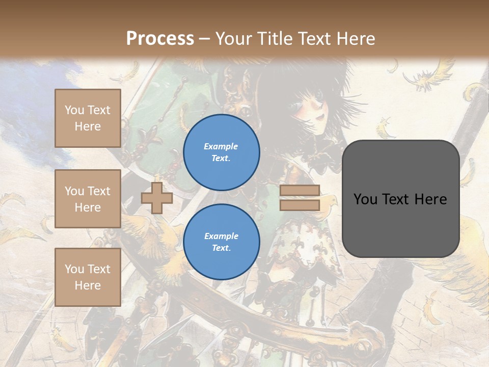 A Woman With A Sword And A Bird On Her Back PowerPoint Template