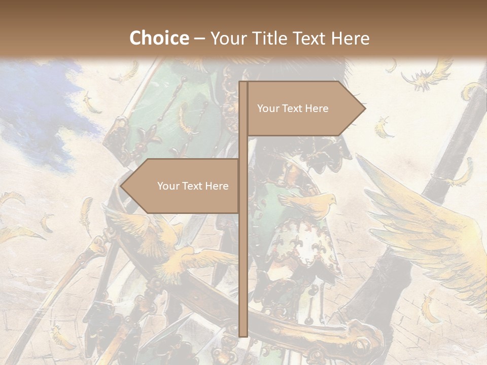 A Woman With A Sword And A Bird On Her Back PowerPoint Template