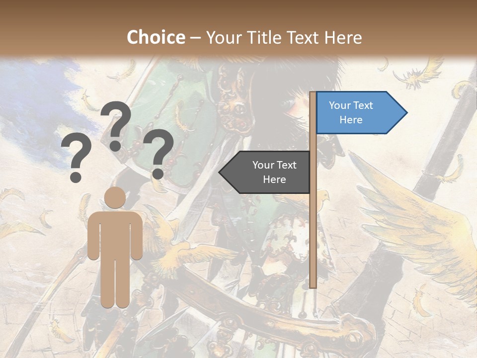 A Woman With A Sword And A Bird On Her Back PowerPoint Template