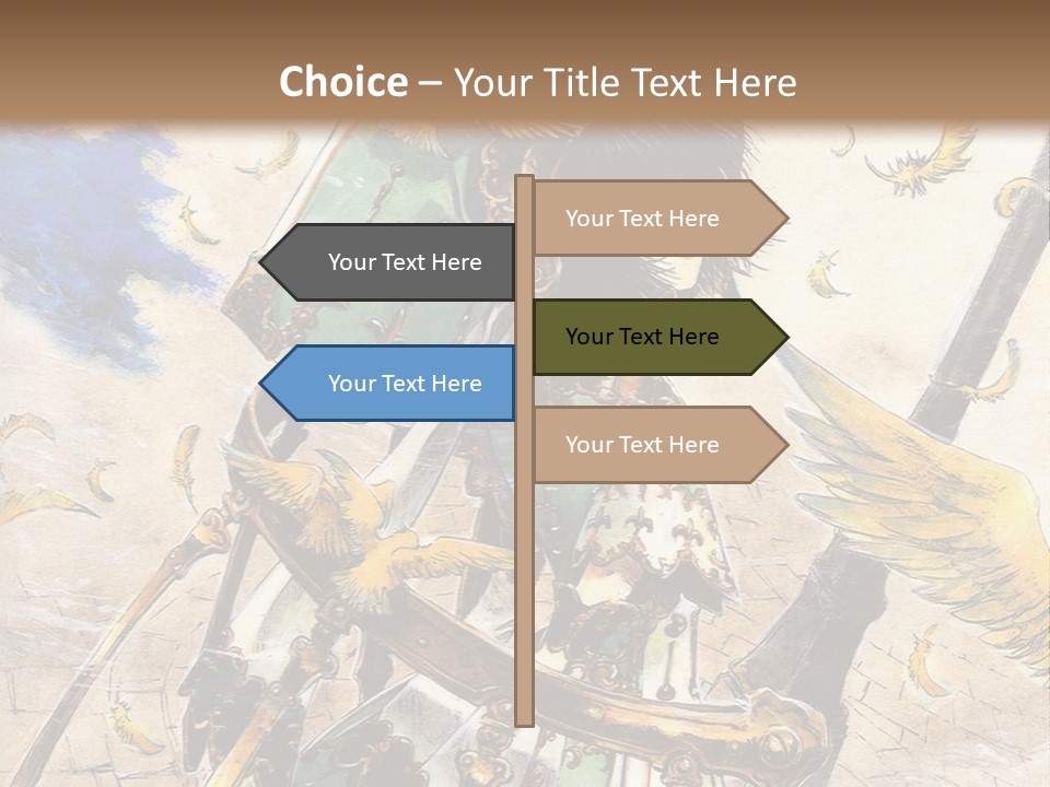 A Woman With A Sword And A Bird On Her Back PowerPoint Template