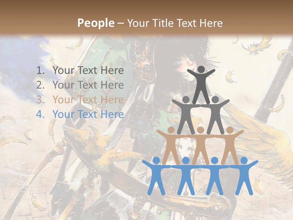 A Woman With A Sword And A Bird On Her Back PowerPoint Template