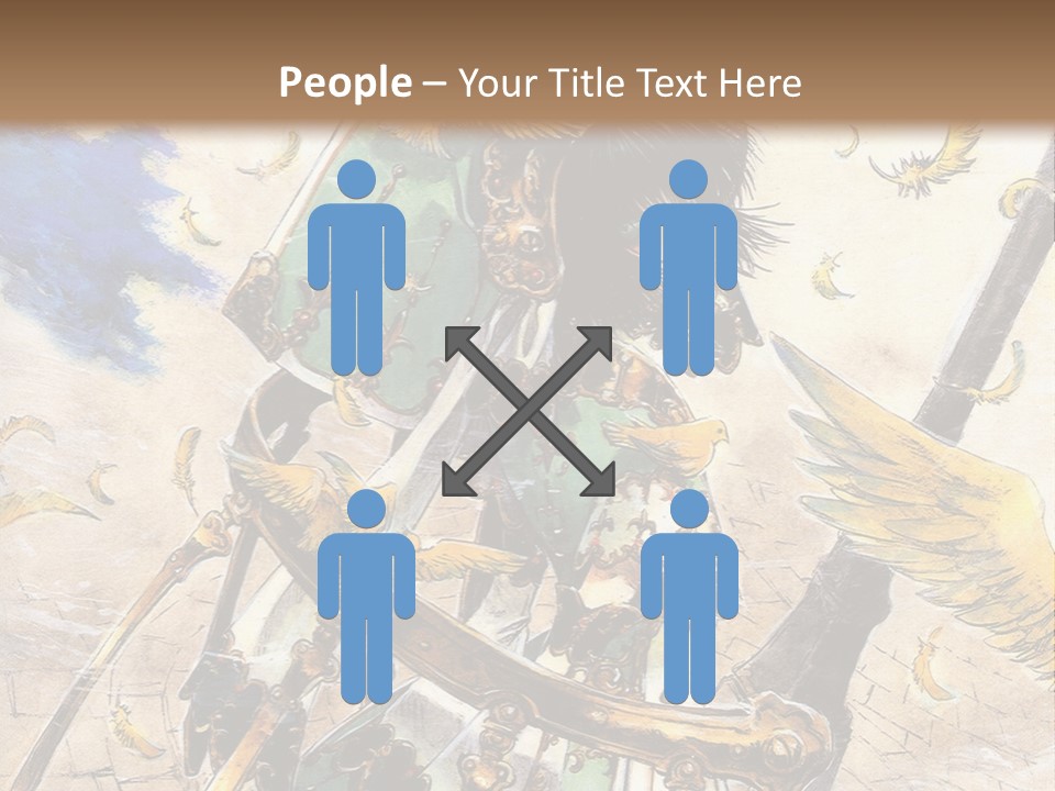 A Woman With A Sword And A Bird On Her Back PowerPoint Template