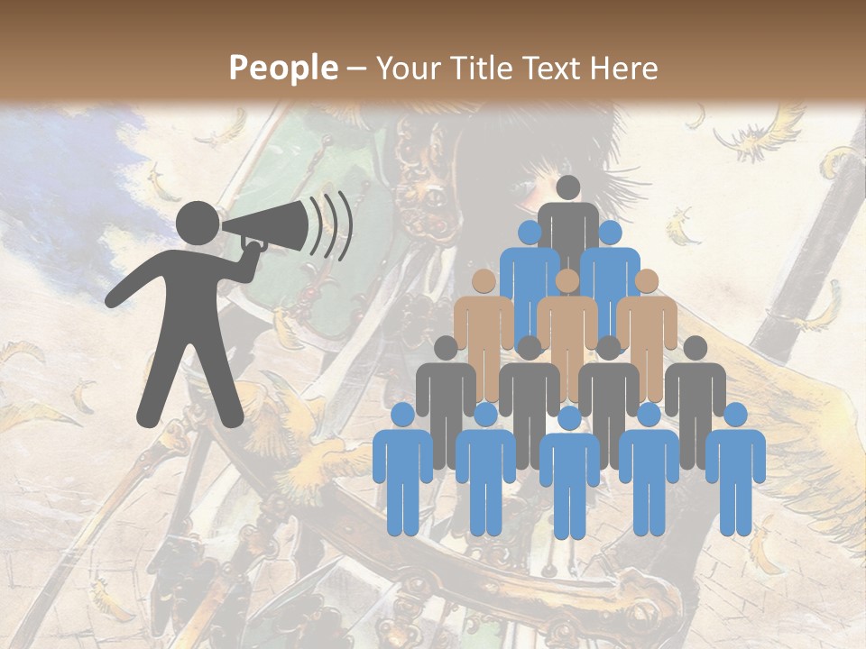 A Woman With A Sword And A Bird On Her Back PowerPoint Template