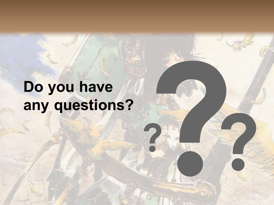 A Woman With A Sword And A Bird On Her Back PowerPoint Template