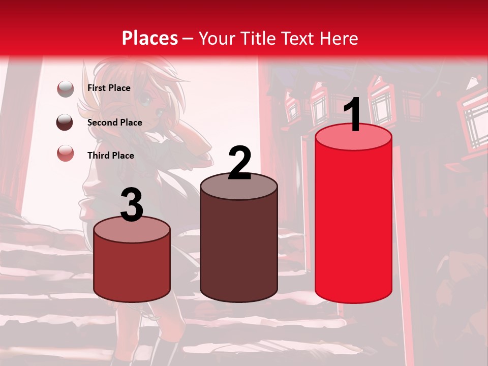 A Woman Standing On Steps In Front Of A Gate PowerPoint Template