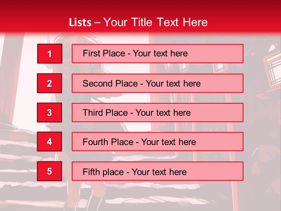 A Woman Standing On Steps In Front Of A Gate PowerPoint Template